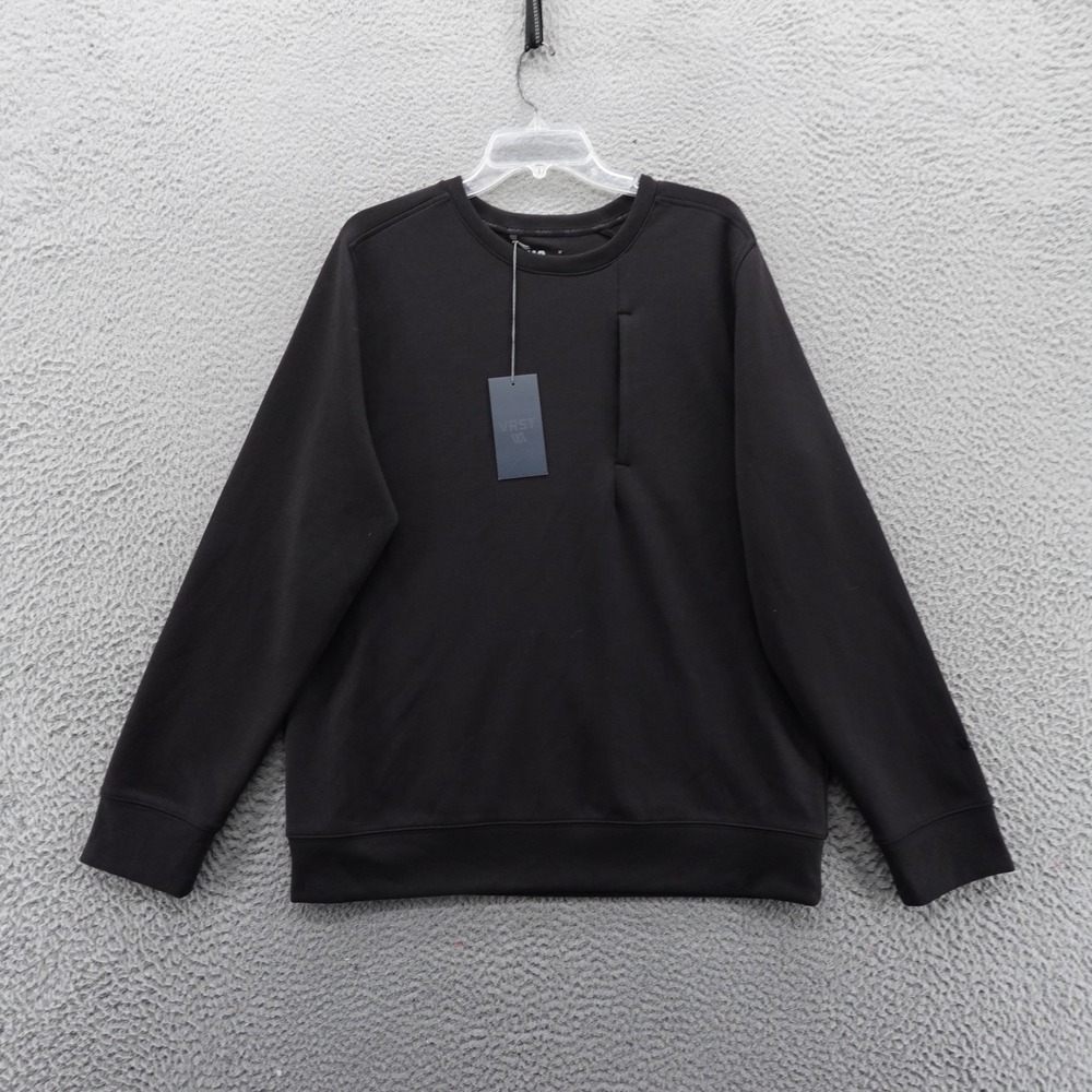 VRST Mens Pinnacle Fleece Crew Neck Sweatshirt Medium Black NEW